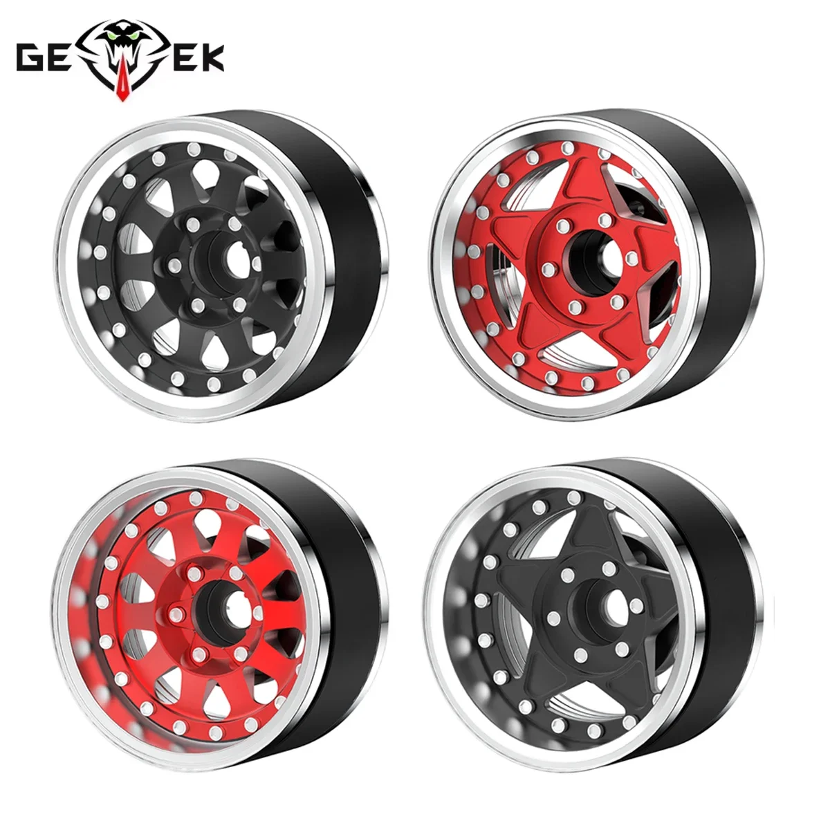 4PCS Aluminum 1.9 Inch Beadlock Wheels Rim Adjustable Offset Wheel Hub for 1/10 RC Crawler Car TRX4 TRX6 SCX10 GEN7 8 D90