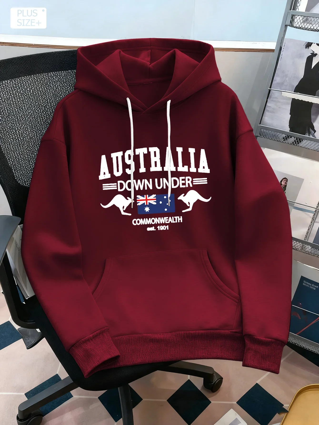 Unisex Burgundy Hoodie Graphic Print Pullover Soft Loose Daily Travel Casual Streetwear Sweatshirt, Multiple Colors Available