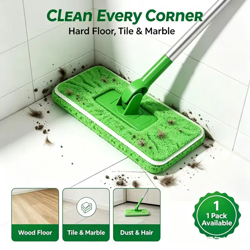 Sweeper Wet & Dry Cleaning Cloths Reusable Microfiber Mop Pads Green Furniture Flooring Mop Head Replacement Washable Rag Towel