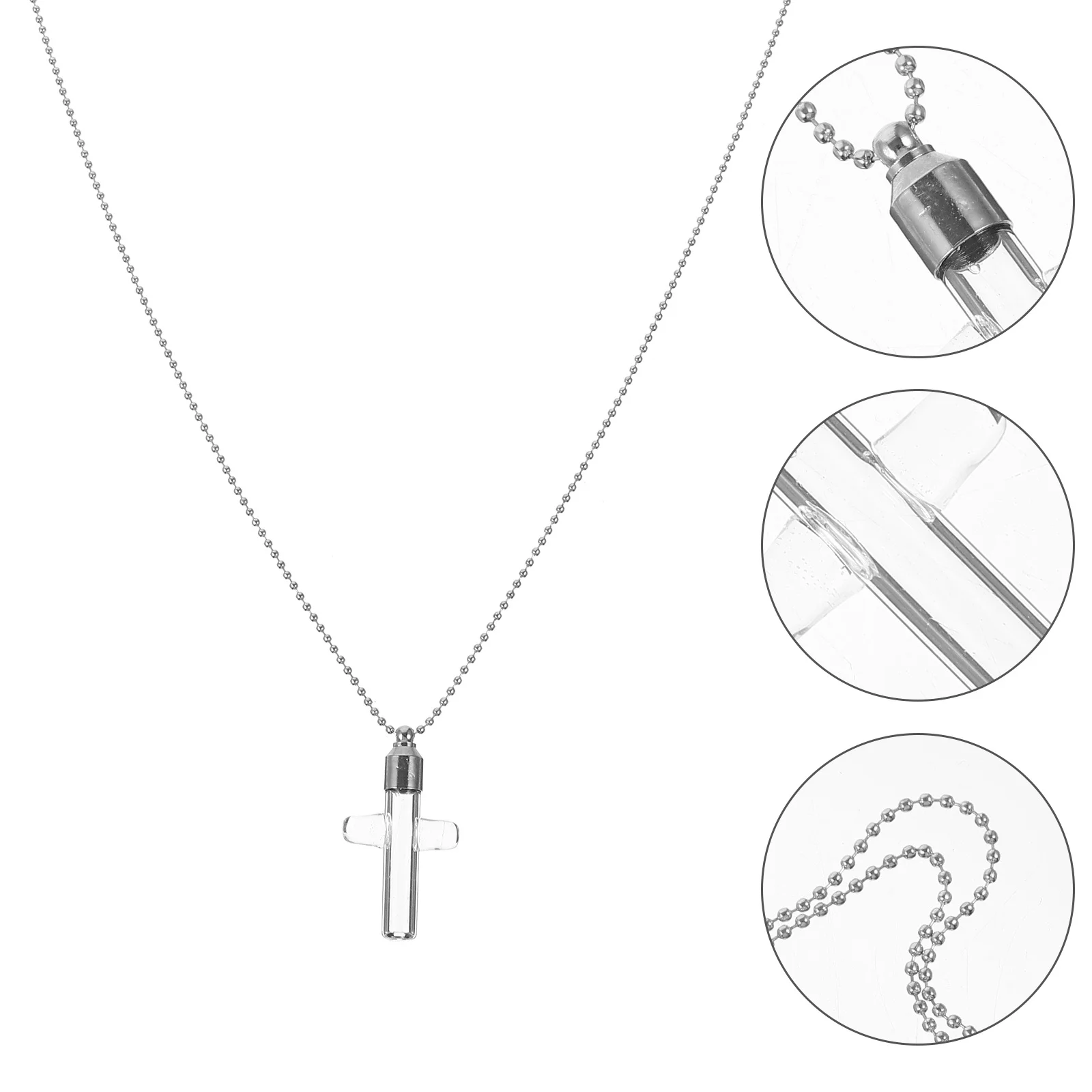 

Cross Glass Bottle Urn Necklace Openable Vial Cremation Jewelry Ashes Keepsake Memorial Necklace for Loved Ones