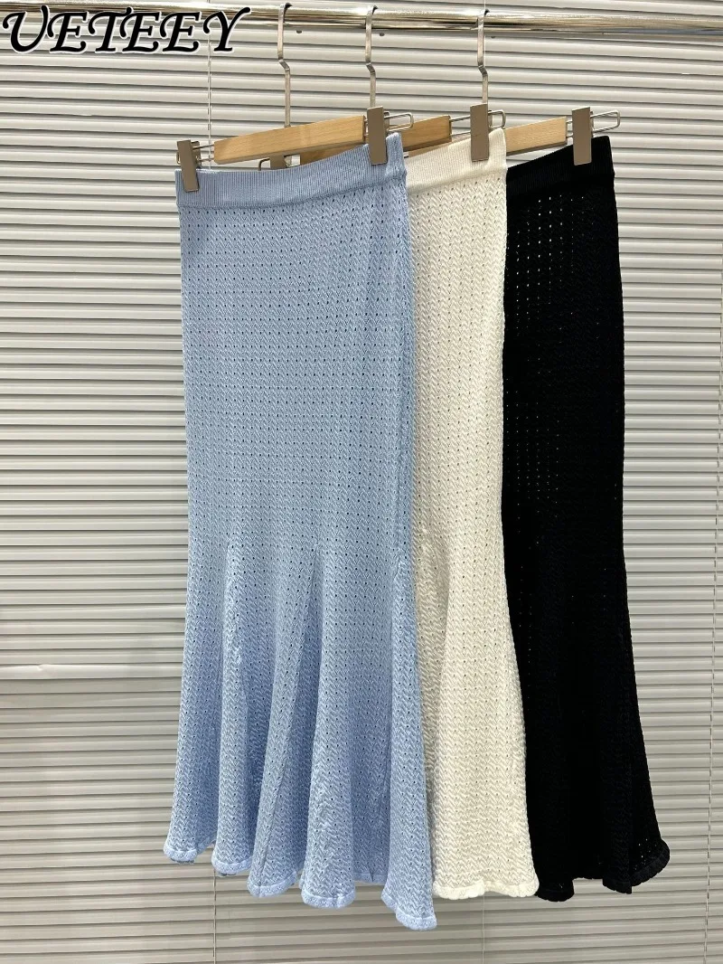 2025 ฤดูใบไม้ร่วงใหม่ภาษาฝรั่งเศสคําคนดังอารมณ์Elegant SlimmingแขนยาวVคอRuffle Edge Top + เอวสูงชุดกระโปรงยาว