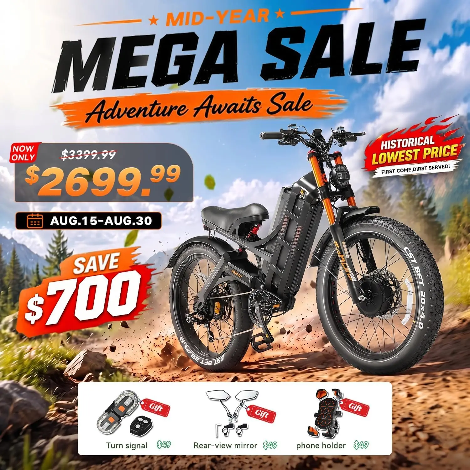 6000W Dual Motor Electric Bike 52MPH 300Miles Range 60V 80AH Fat Tire Full Suspension Off-Road Ebike 26