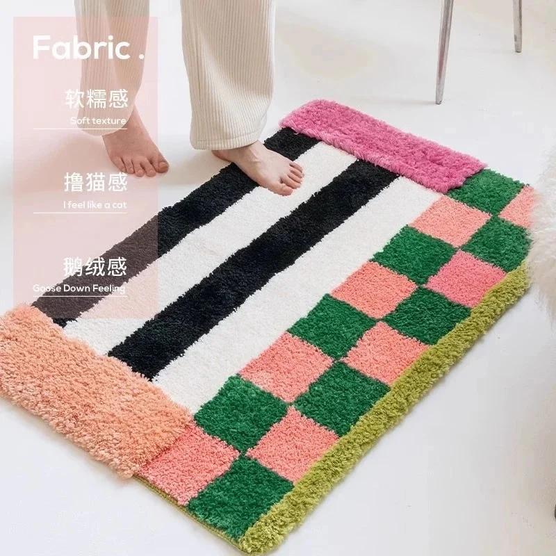 

Противоскользящий коврик для ванной комнаты с художественным узором, впитывающий плюшевый ковер для дома, прикроватный утолщенный износостойкий коврик для гостиной