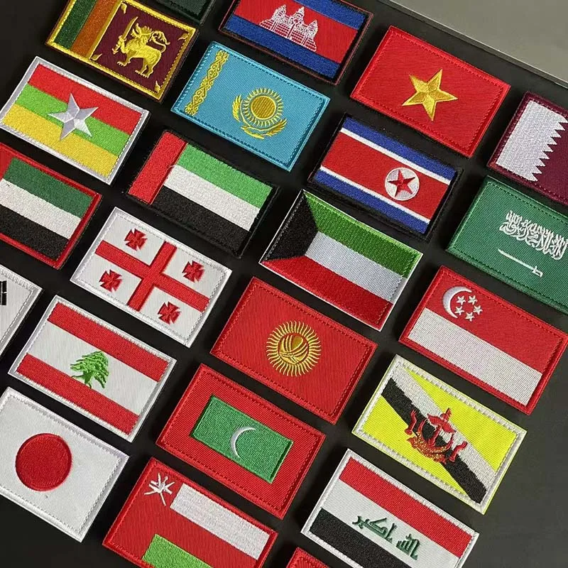 Pakistan, Korea, Libanon, Vietnam-Flaggenabzeichen, asiatische Landesflaggen, Stoffapplikation, bestickte Aufnäher, taktische Aufkleber auf Kleidung – Detail 3
