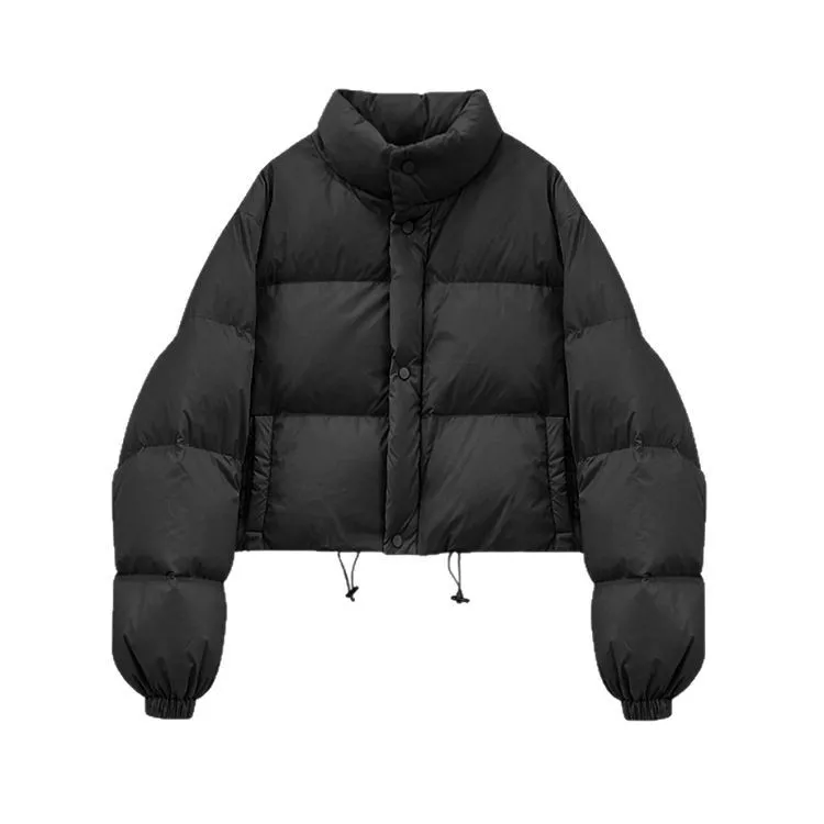 Chaqueta de plumón de pato blanco para mujer, abrigo acolchado de plumón blanco con cuello levantado corto, prendas de vestir exteriores a la moda, abrigos para mujer, invierno niña JK-236