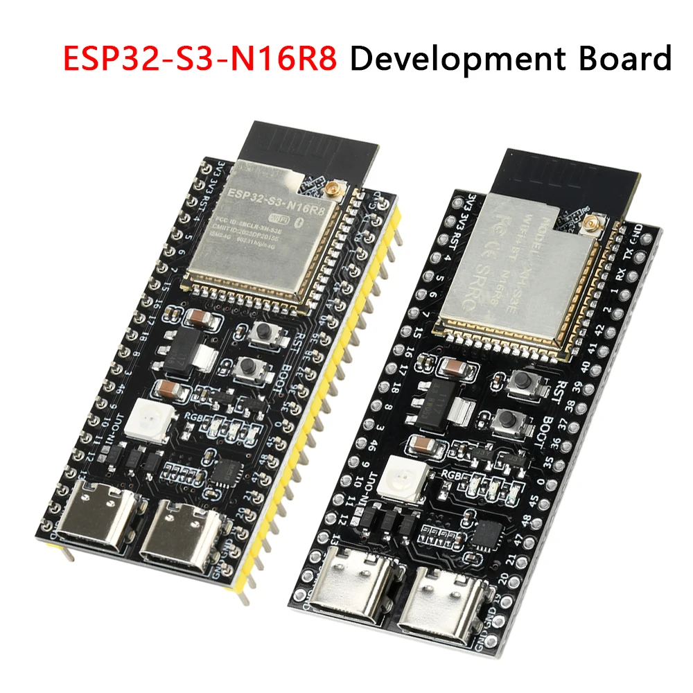 ESP32-S3-N16R8 WiFi/Bluetooth Development Board with Antenna Mount Dual Type-C Interfaces High-Performance Dual-Core Processor