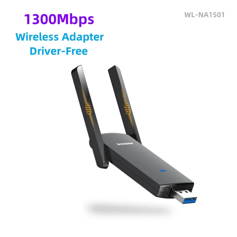 1300Mbps WiFi USB Adapter Dual Band 2.4G&5Ghz Wi-Fi Dongle 2 Antenna Driver-Free USB2.0 High-Speed Wireless Card Receiver  PC