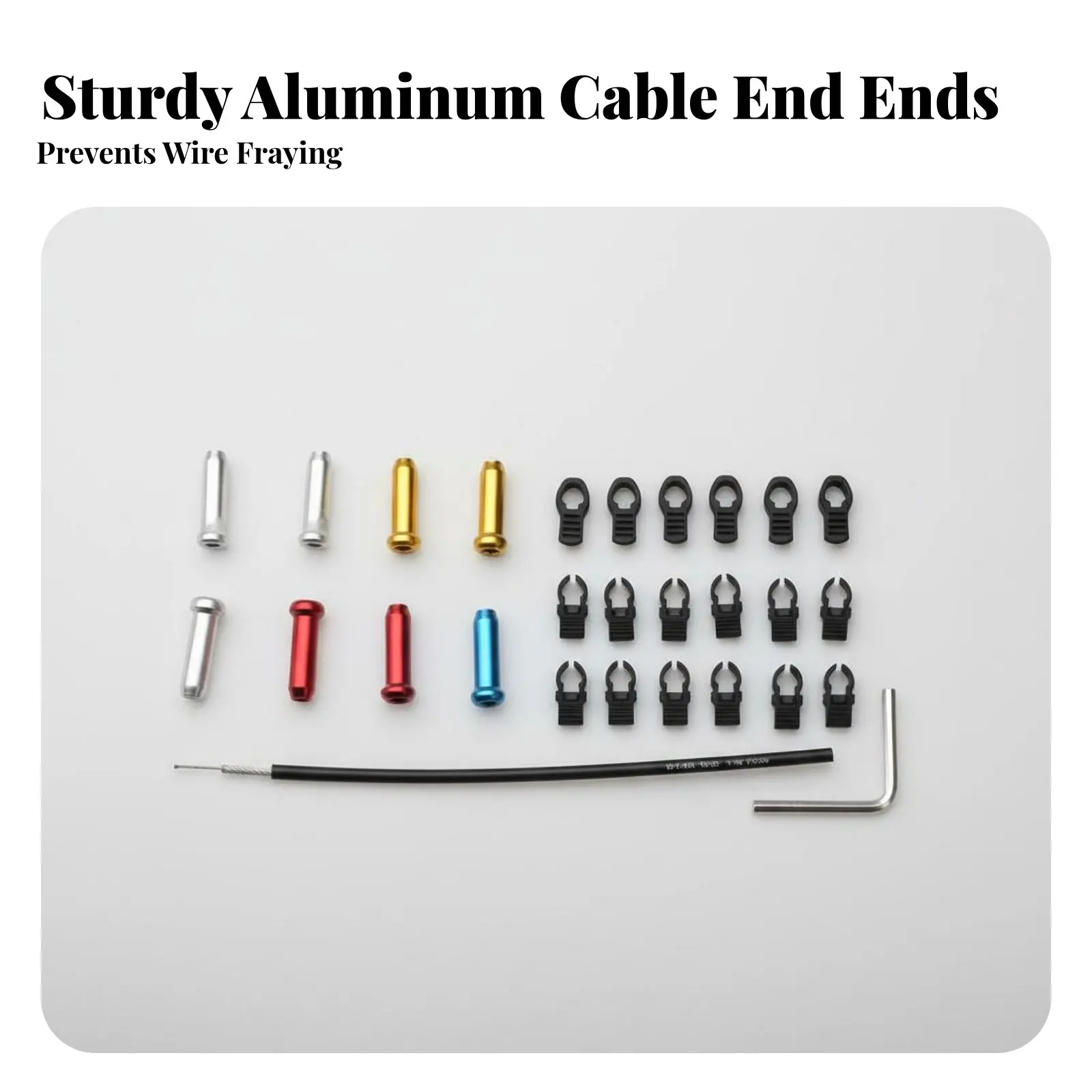 

Bike Cord S-Hook Anti-Fraying Cycle Cord Wire Securing Bracket Derailleur Wire End Ends Secure Fit Wire End Compression Cap