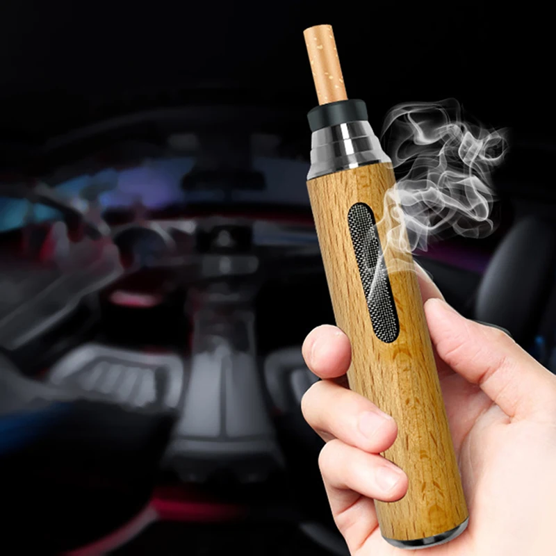 Portable Car Ashtray Mini Car Ashtray Anti Soot-flying Cigarette Cover Anti-ash Luxury Wood Cigarette Holder