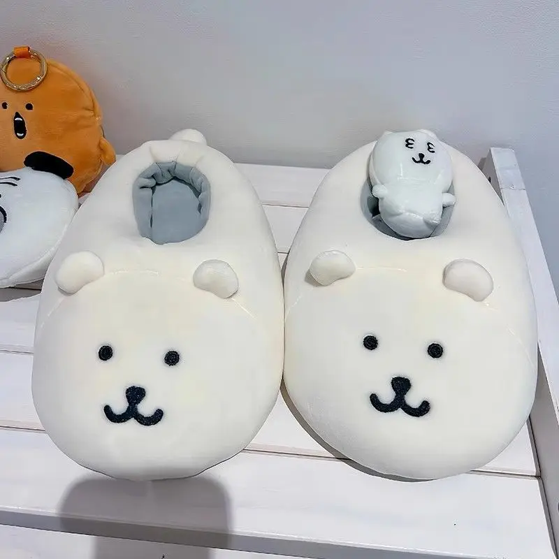 

MINISO Stay At Home Chiikawa 2025 новые милые и забавные зимние плюшевые хлопковые тапочки Ins, японские домашние тапочки для пары, сохраняющие тепло, милые