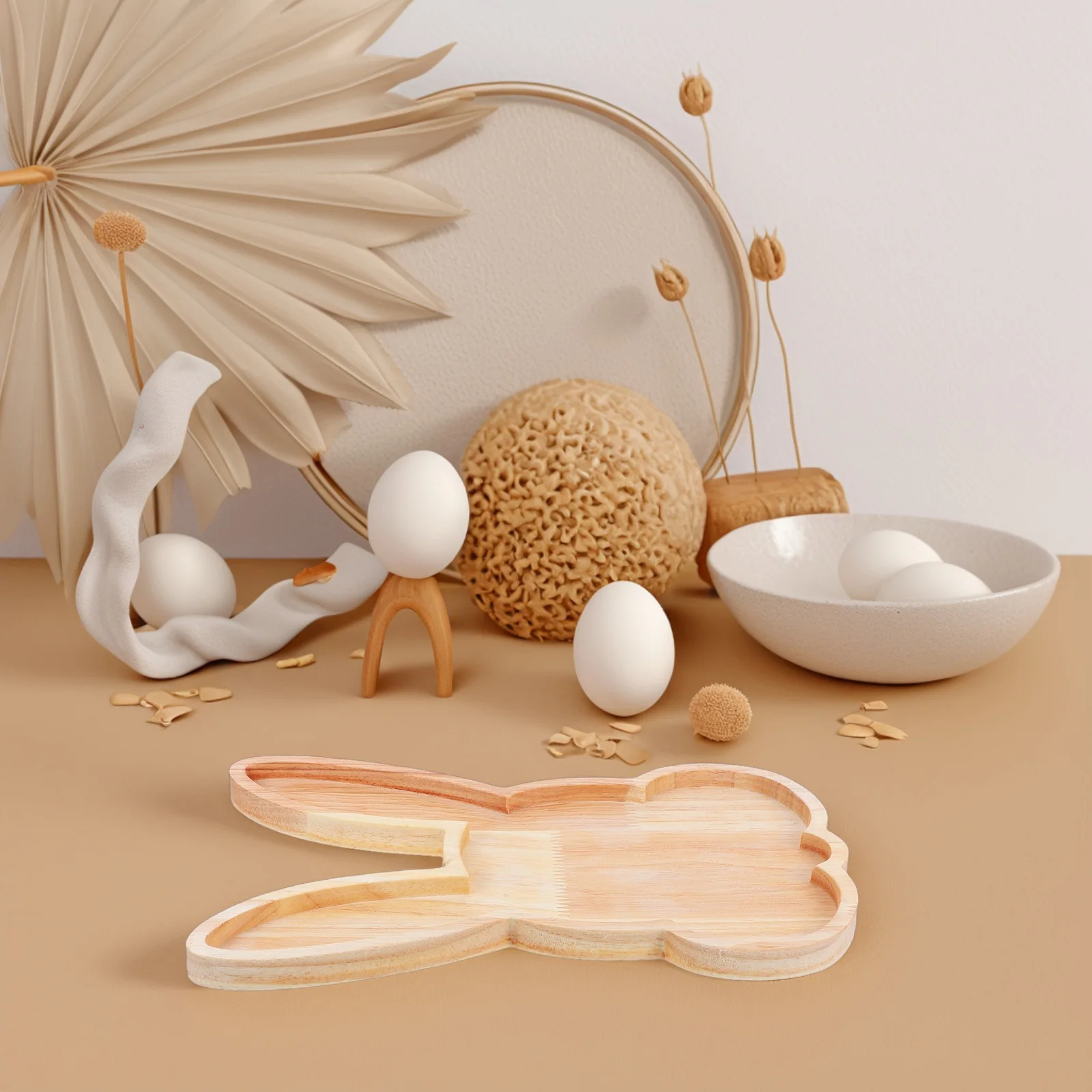 

Rabbit Designed Wood Tray for Easter Dessert Fruit Salad Charcuterie Farmhouse Decorative Serving Board Holiday Tableware Gift