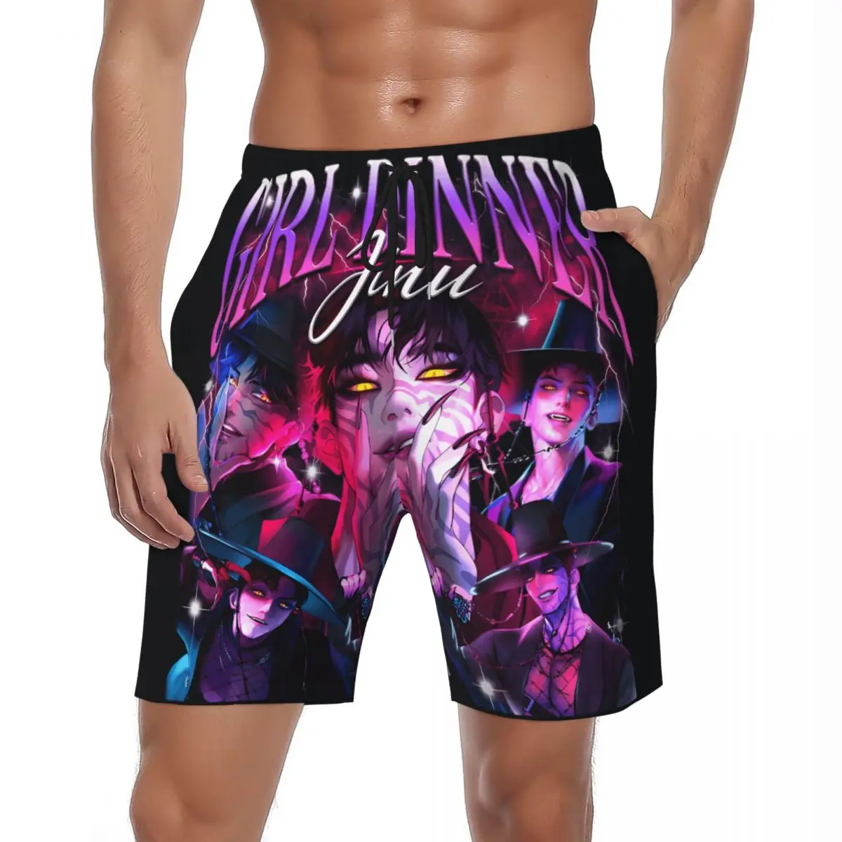 

Huntrix Demon Hunters анимационные шорты для доски, летние классические пляжные шорты, мужская спортивная одежда, быстросохнущие дизайнерские плавки