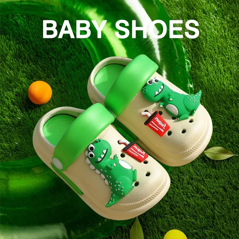 Letnie chłopięce i dziewczęce antypoślizgowe kapcie wewnętrzne i zewnętrzne dla dzieci Cartoon Cute Dinosaur and Bunny Beach Shoes