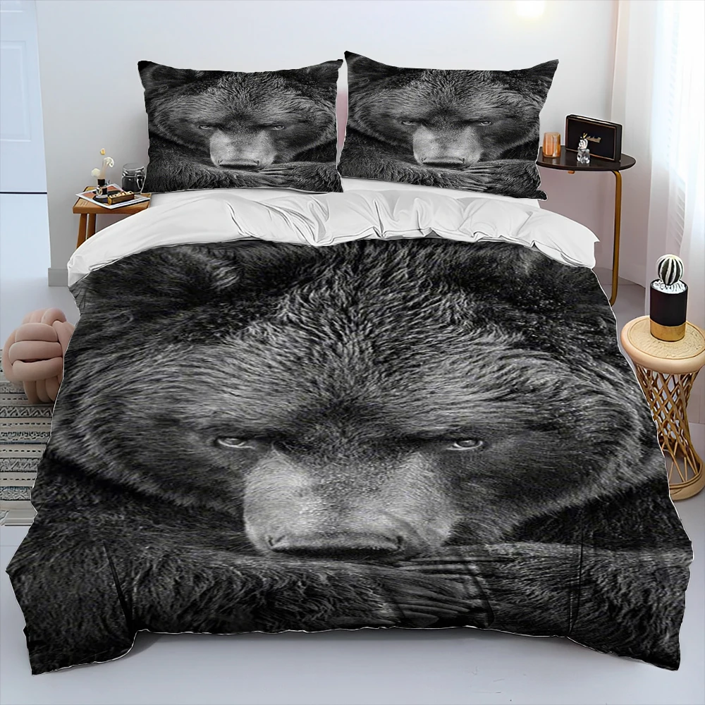 

Brown Bear Polar Bear Animal Comforter Bedding Set,Duvet Cover Bed Set Quilt Cover Pillowcase,King Queen Size Bedding Set Adult