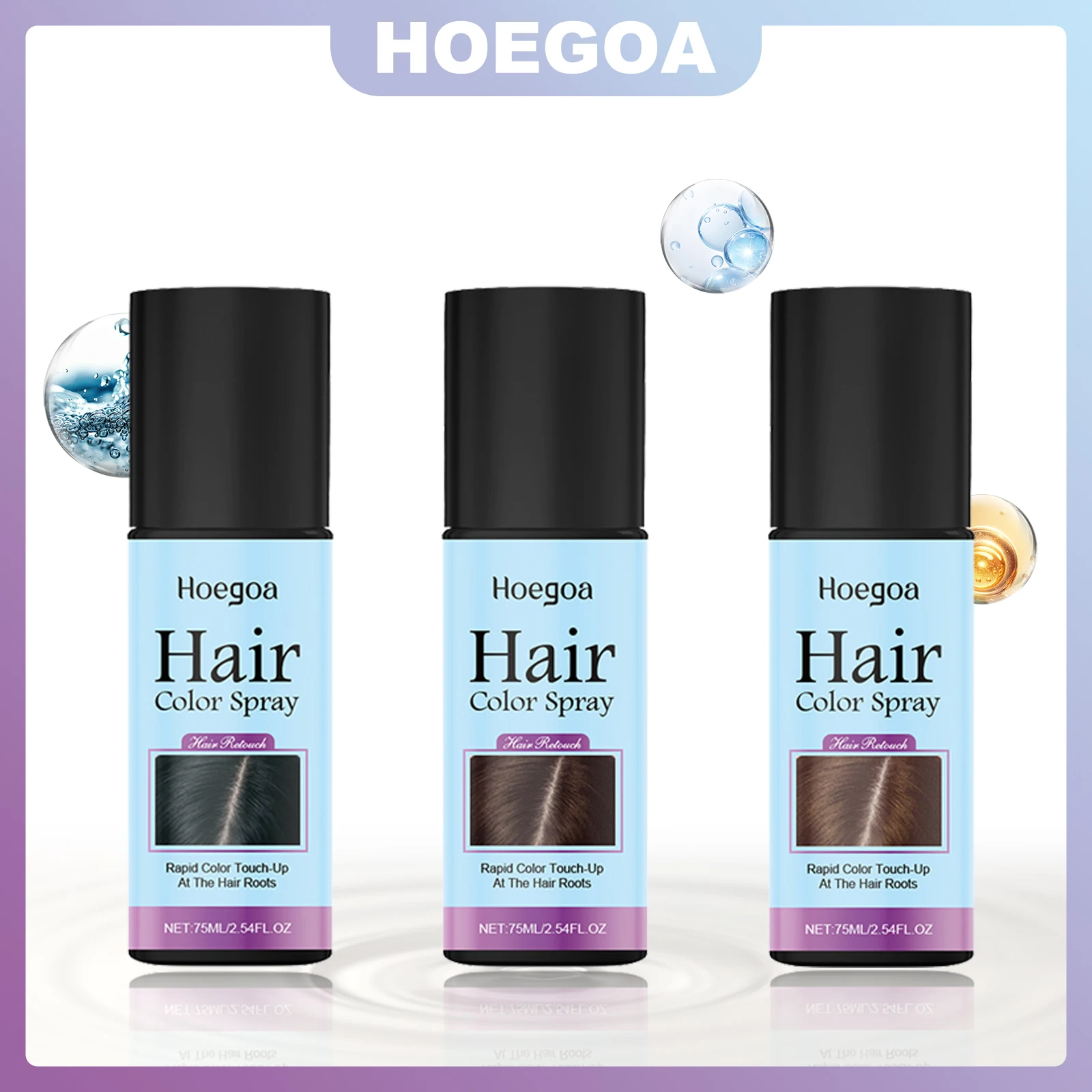 

HOEGOA Спрей для окрашивания волос, светлый/темно-коричневый, черный, долговечный, разница в цвете, легко моется, удобный прикосновение