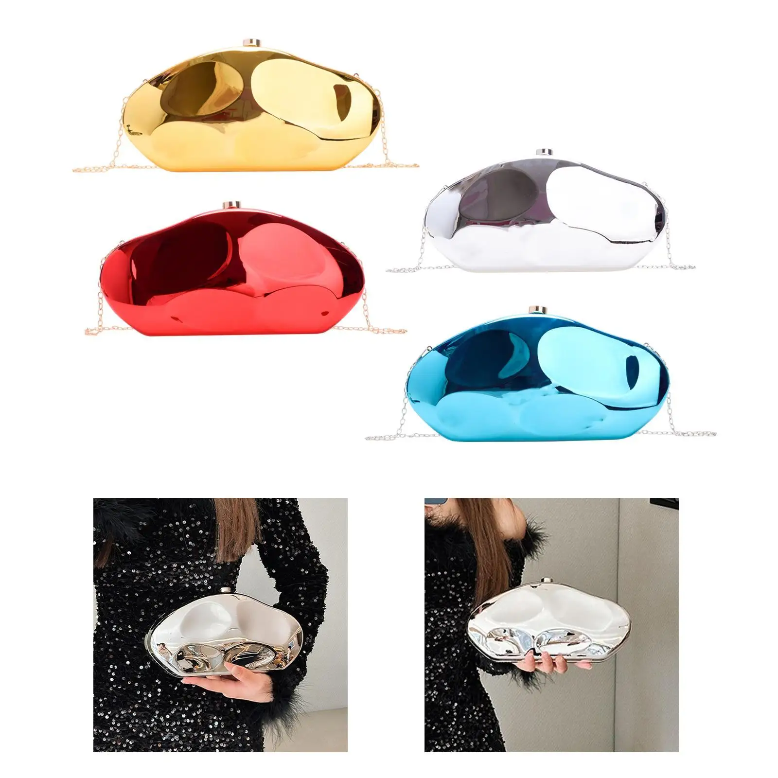 

Glitter Stone Shaped Clutch for Women Acrylic Bag for Evening Events Dinner