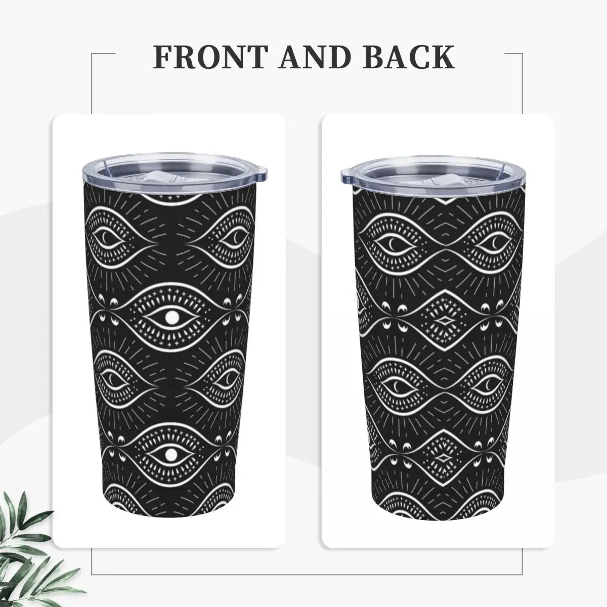 Black And White Evil Eye Tumbler Greek Amulet Cold Drink Water Bottle Heat Stainless Steel Coffee Mug Camping Car Mugs