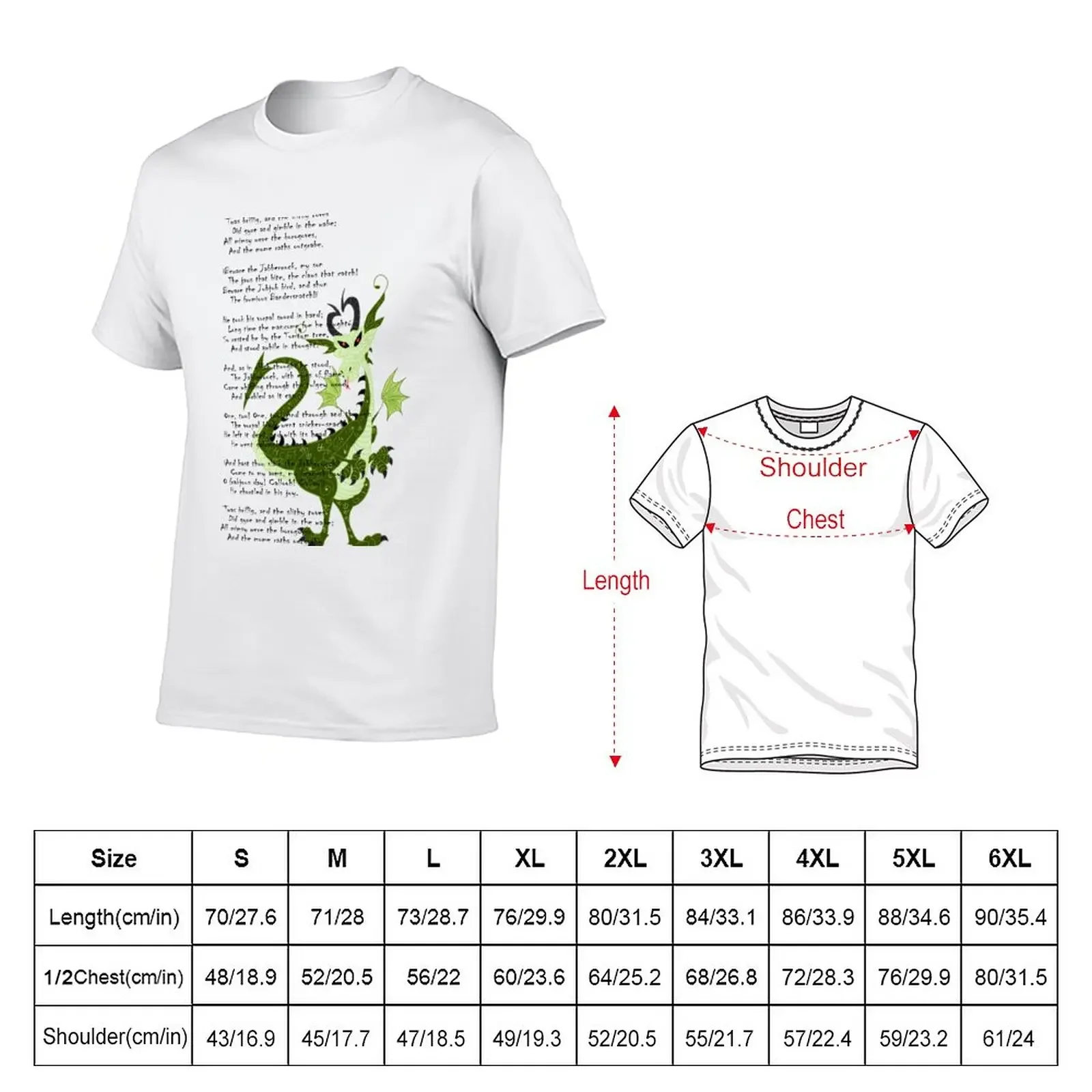 Jabberwocky poem T-Shirt summer top tops Men's t-shirt