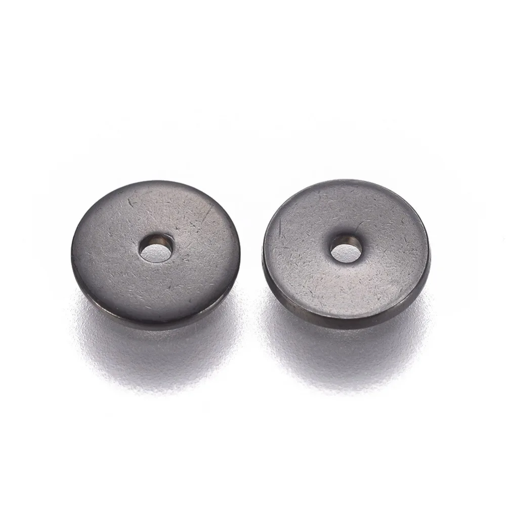 

Ion Plating(IP) 304 Stainless Steel Spacer Beads Flat Round Electrophoresis Black 6x0.8mm Hole: 1mm