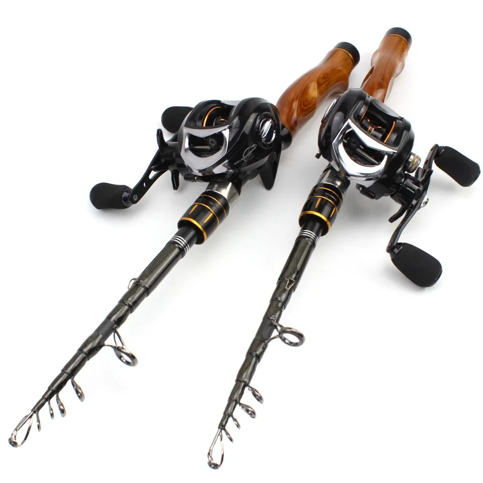 Hunt house fishing rod and reel combo telescopic fishing rod casting and baitcast fishing reel