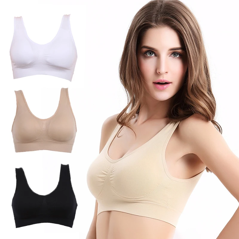 Plus Size M-5XL Seamless Sports Bras For Women Bra With Pads toBralette Push Up Brassiere Vest Wireless Active Top Underwear