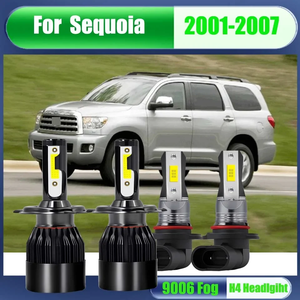 LED Headlight High Low Foglight -Perfect Fit for Halogen Replacement For Toyota Sequoia 2001 2002 2003 2004 2005 2006 2007