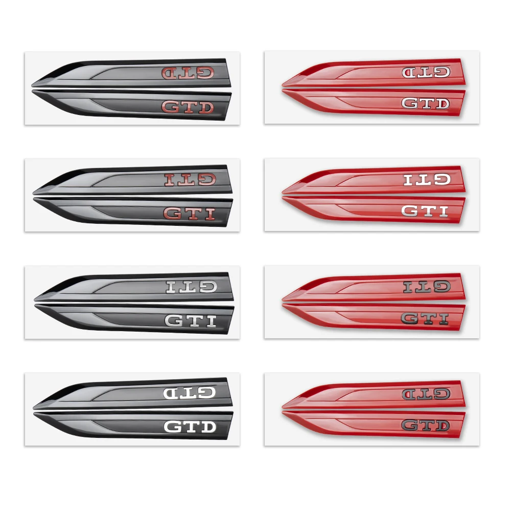 ABS GTI GTD Emblem Car Side Fender Knife Sticker Decoration Decal For Volkswagen Golf 6 7 8 Polo Passat Touran Tiguan GTI MK4 B6