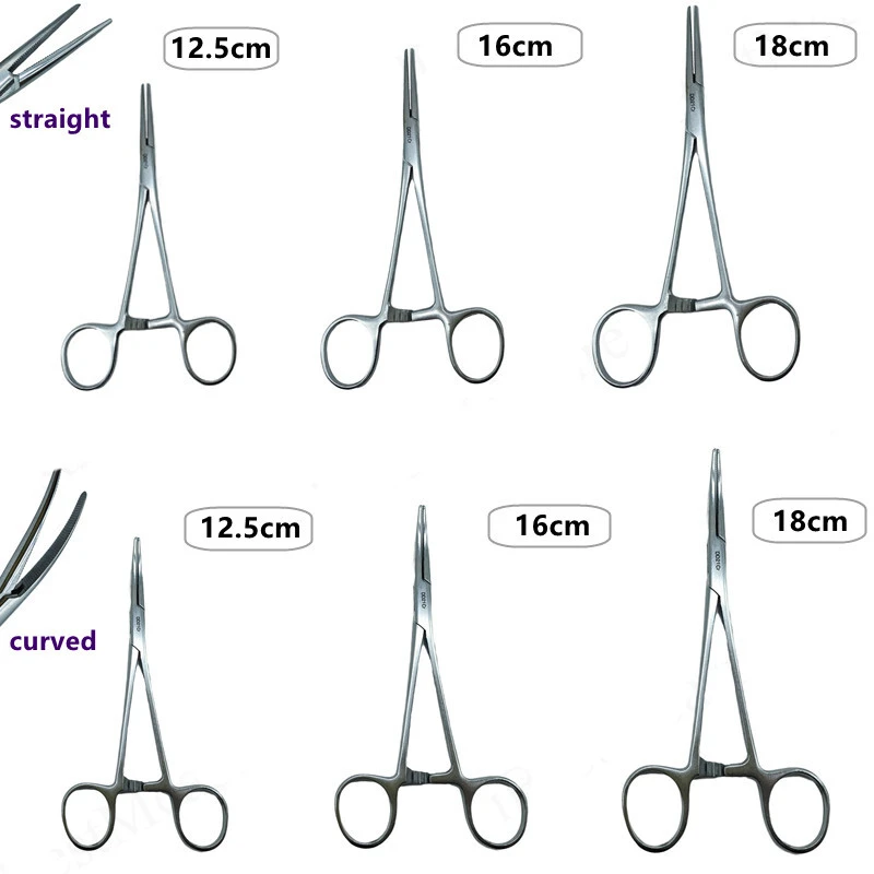 Aço inoxidável Fórceps hemostático, Ferramenta Fórceps cirúrgico, Hemostat bloqueio grampos, Alicate de pesca, ponta curva e reta, 1PC