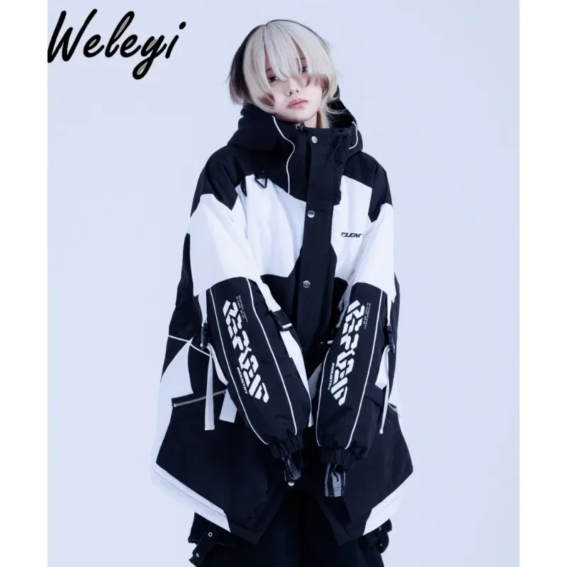 Japanese Style Clothes Harajuku Mine Parkas Coat Women 2024 Spring New Subculture Punk Loose Long Sleeve Cotton Padded Jackets