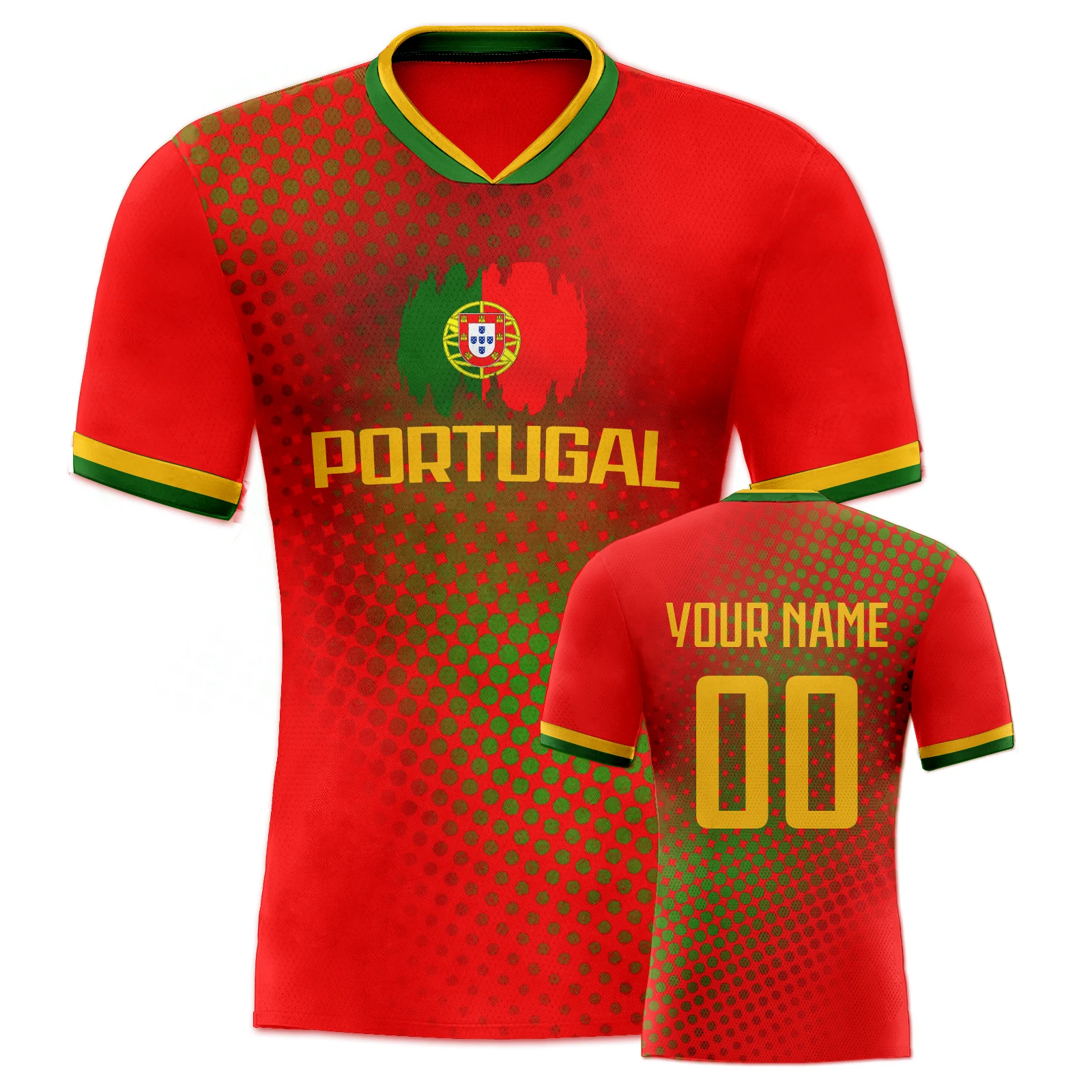 Custom Portugal Soccer Jersey for Men Women Kids Quick-Dry Football Shirt Personalized Name Number Soccer Team Shirts view 5