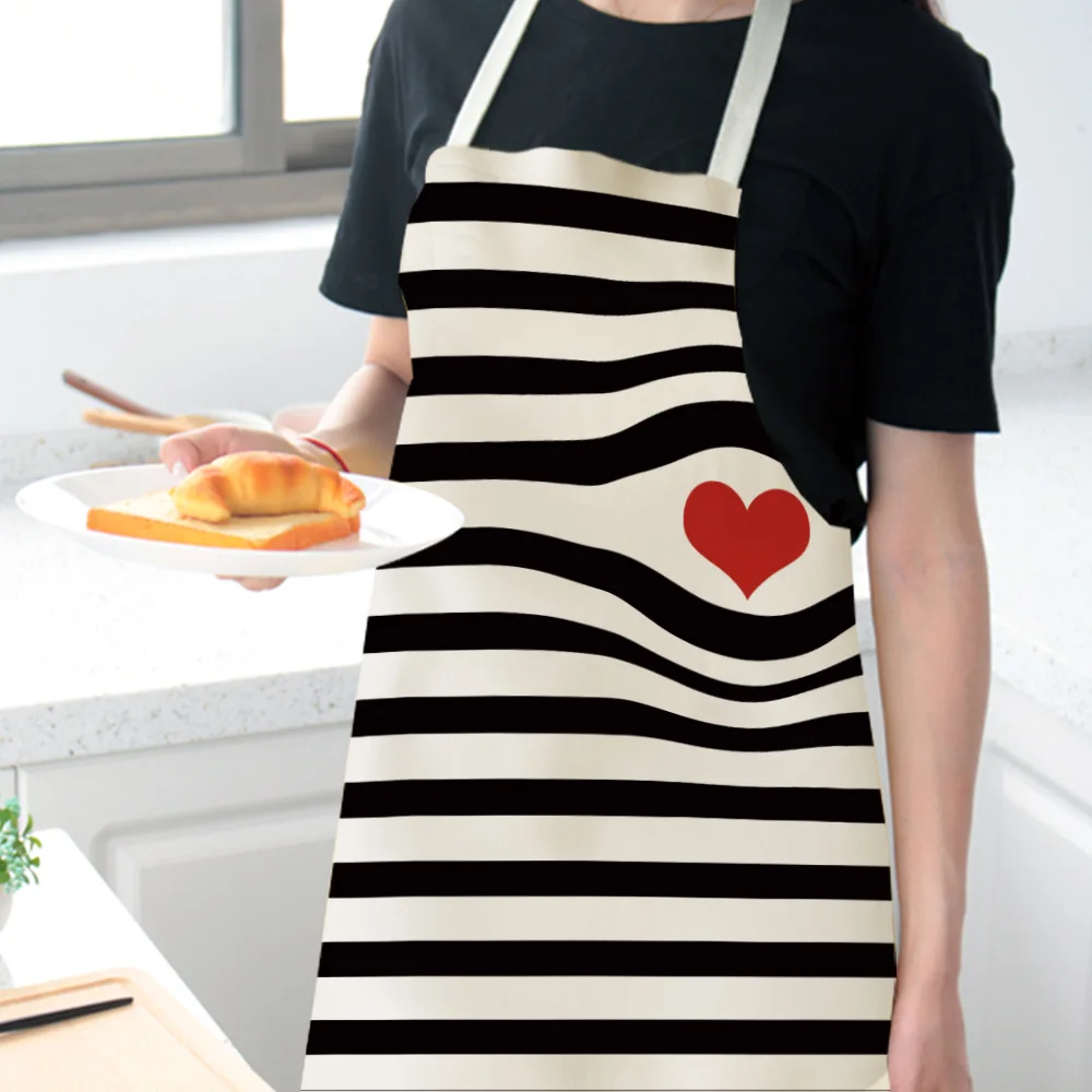 new Printed Women Kitchen Aprons Multifunction Cotton Linen apron dress Antifouling men Chef Cooking Apron Cleaning kid aprons