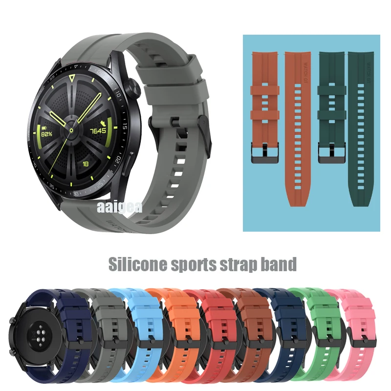 For Huawei Watch GT4 46mm GT3 SE GT2 42mm 46mm / GT 2 2e Pro 3/ Honor MagicWatch 2 20mm 22mm Silicone Band Sport Strap Bracelet
