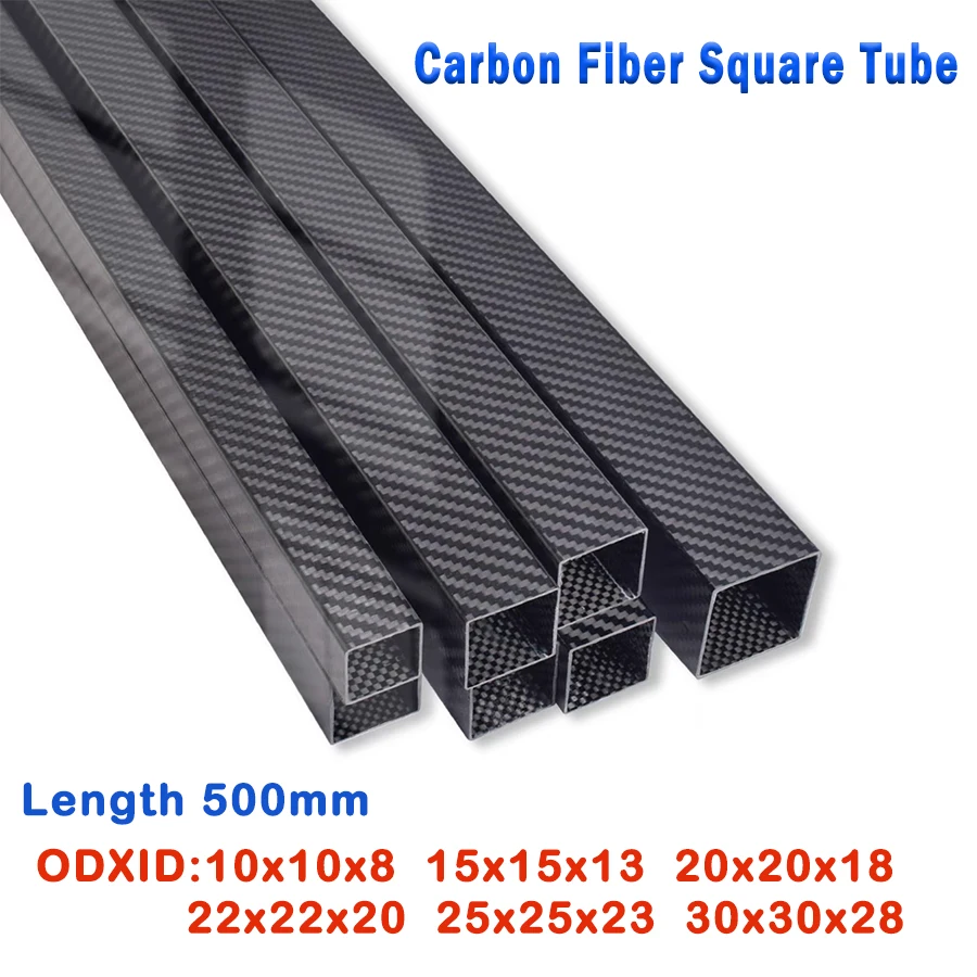 Carbon Fiber Square Tube 500mm for Rc Hobby Drone Accessories OD 10mm 15mm 20mm 22mm 25mm 30mm, RC Helicopter Parts, All Carbon