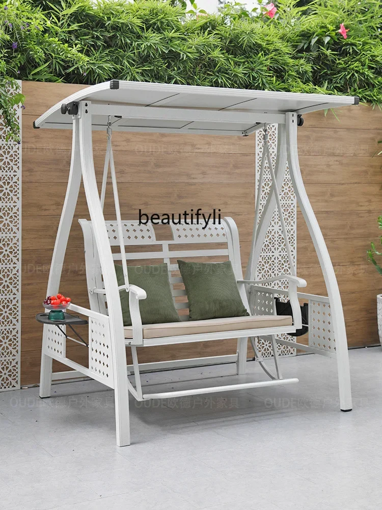 Courtyard Swing Outdoor Rocking Chair Garden Outdoor Villa Aluminum Alloy Rocking Chair Terrace Home Yard Cradle Glider