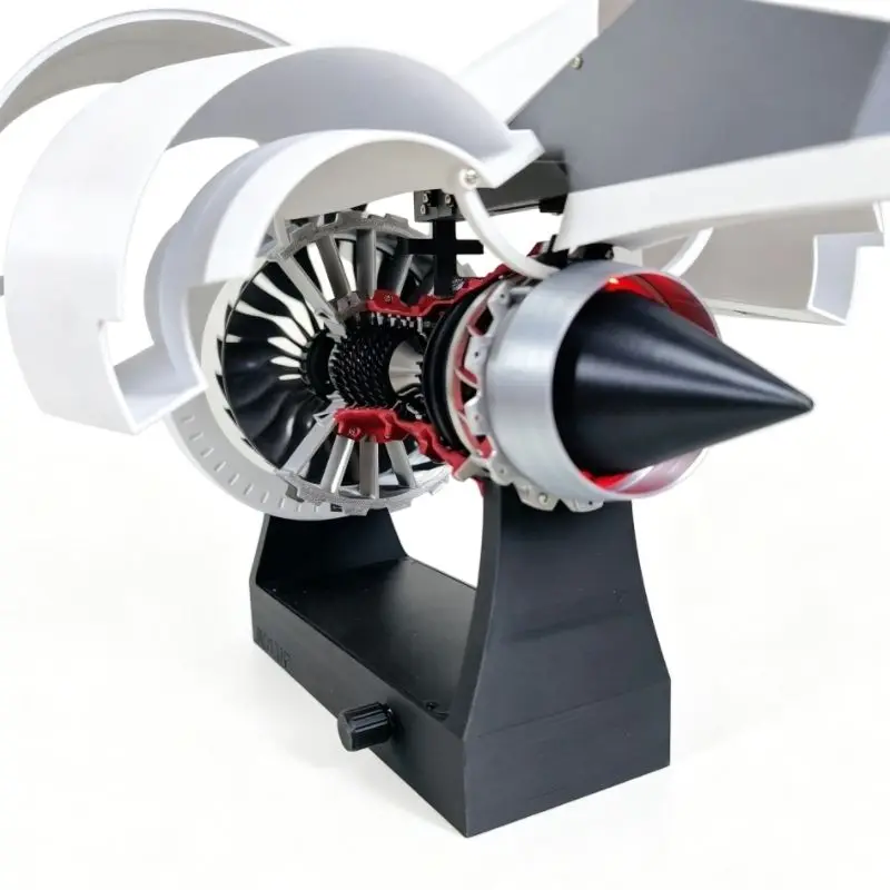 New 37cm Turbofan Engine Assembly Model with Red Light, 3D Printed Aircraft Engine TR900