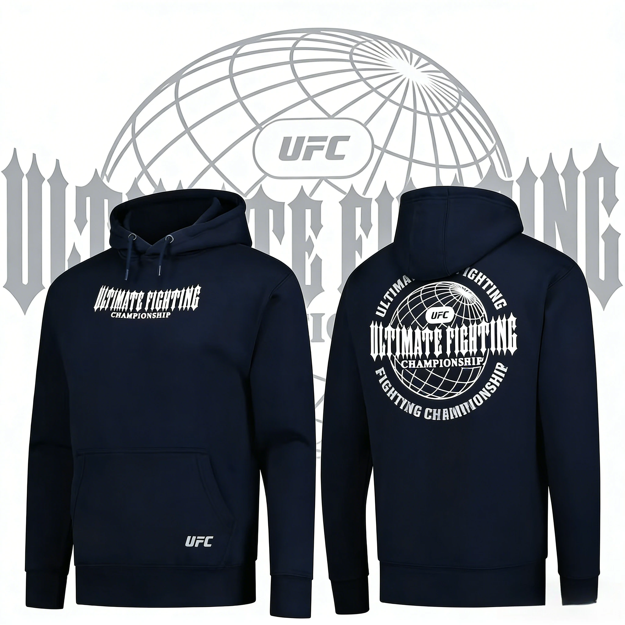 2025-26 Autumn/Winter UFC Peripheral Graphic Hooded Sweatshirt, 100% Cotton Printed Loose Hoodie for Both Men and Women