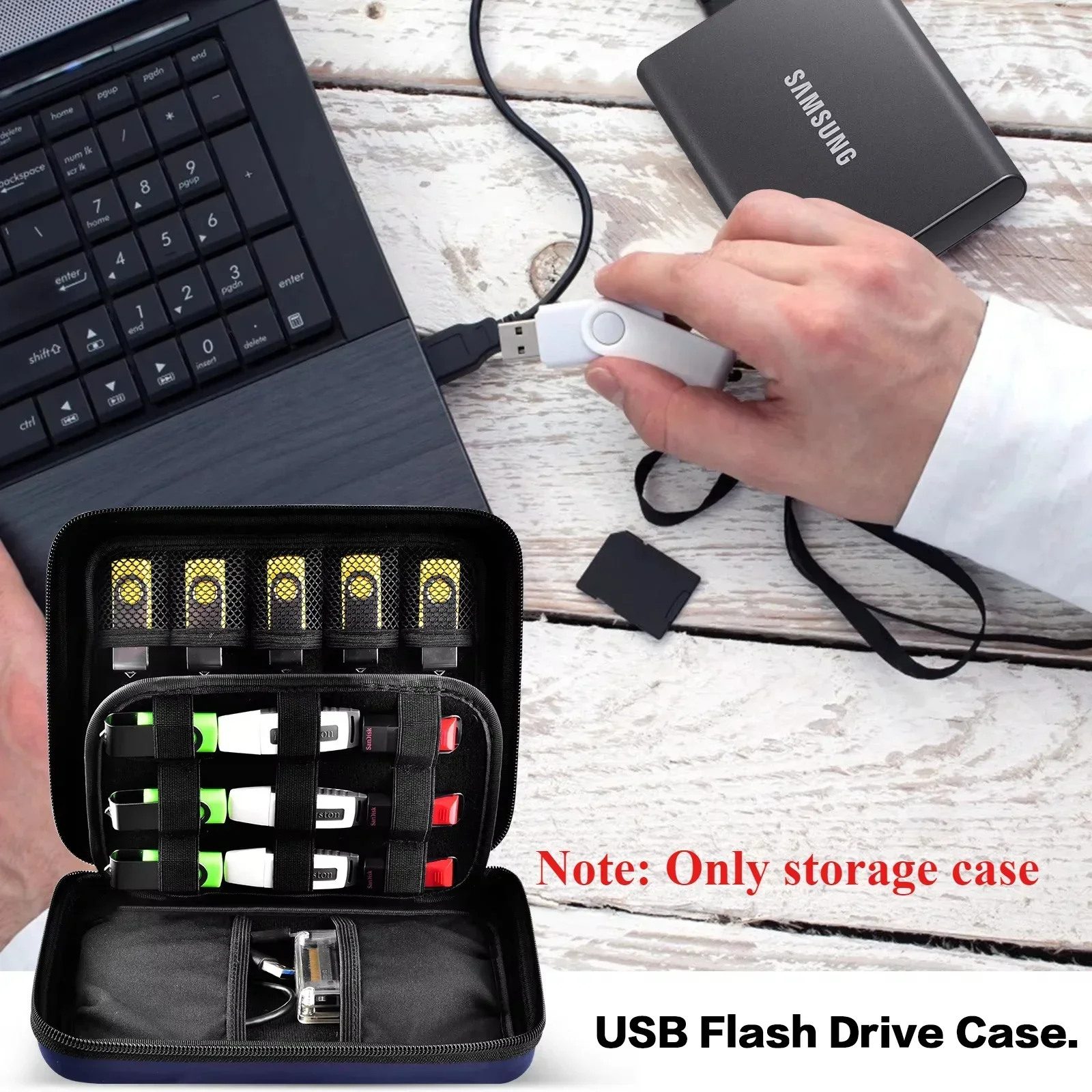 (Case Only) USB Flash Drive Case - Thumb Drive Holder Organizer, Memory Card SD SDXC SDHC Card Storage Bag