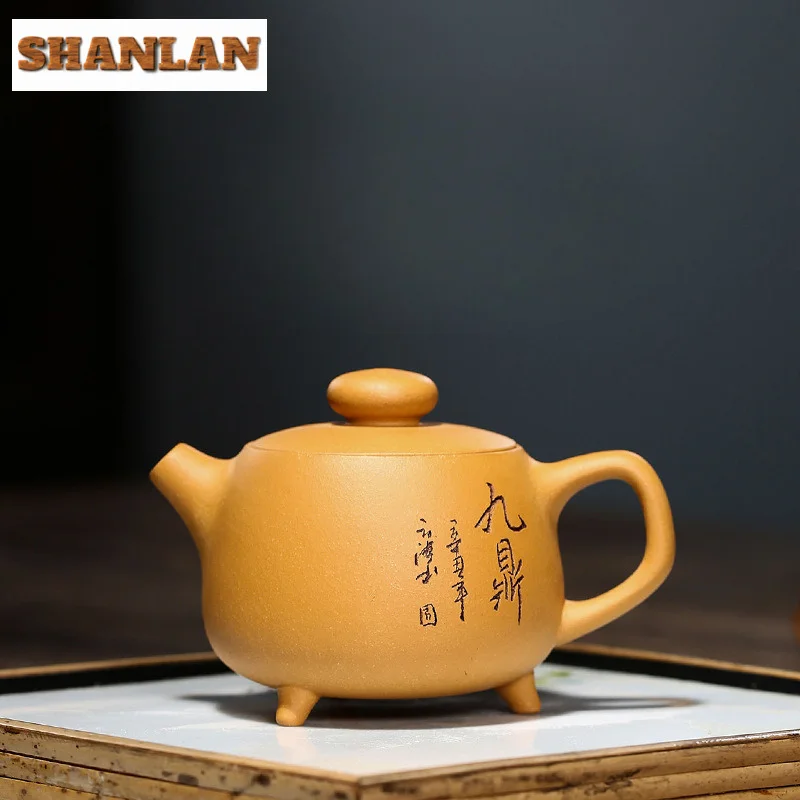 

190ML Aesthetic Yixing Purple Clay Teapots Handmade Tripodia Pot Raw Ore Section Mud Kettle with Strainer Zisha Teaset Tea Items