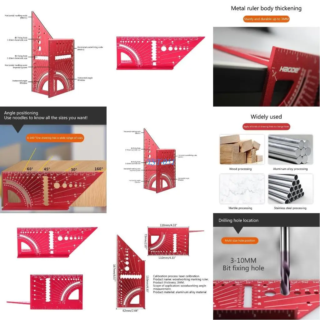 

E15A Japanese-style Mitre Ruler with Clear Scale Multipurpose Ruler 45 Degree 90 Degree Aluminum-alloy Durable