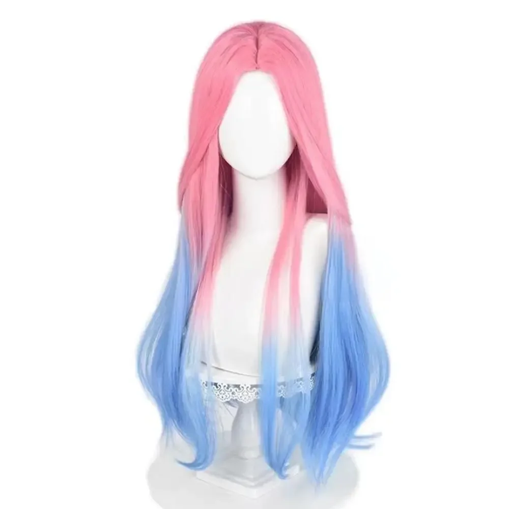 Mizi Cosplay Wig Long Curly Hair Pink Blue Dye Gradient Wig Cosplay Anime Alien Stage Mizi Wig Heat Resistant Synthetic
