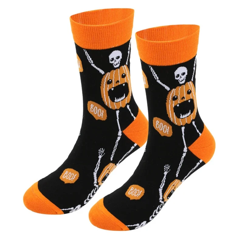 2025 New Halloween Men's Socks for Autumn and Winter Large Sized Funny Pumpkin Mid-calf Long Socks
