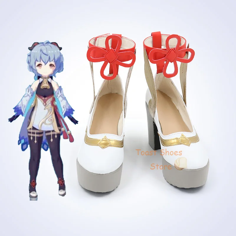 Genshinimpact Ganyu Cosplay Costume Prop, Comic Anime Game para Con, Sapatos de festa Halloween