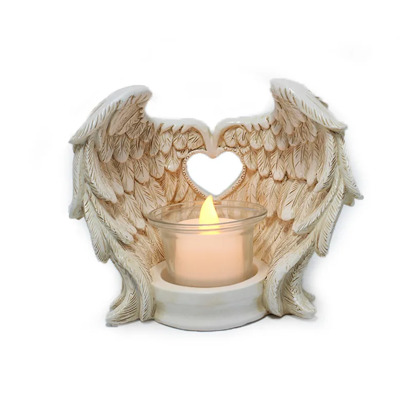 

2022 New Spot Creative Resin Crafts Winter Guard Wings Led Candlestick Decoration