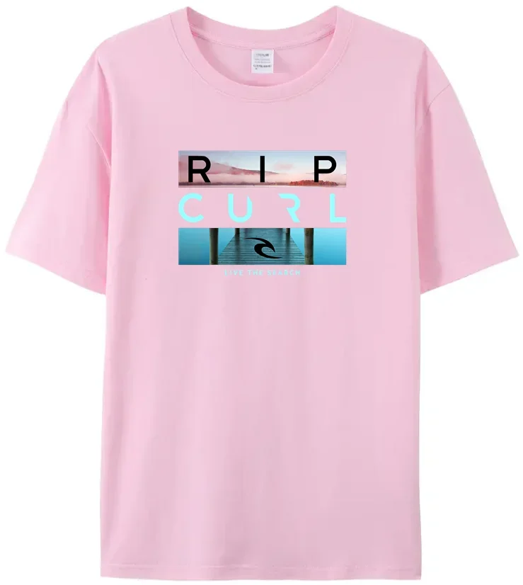 Vendere Rip live the search beauty Curl logo maglietta da uomo estate incredibile qualità 100% cotone bianco top Tees maglietta maschile nuova