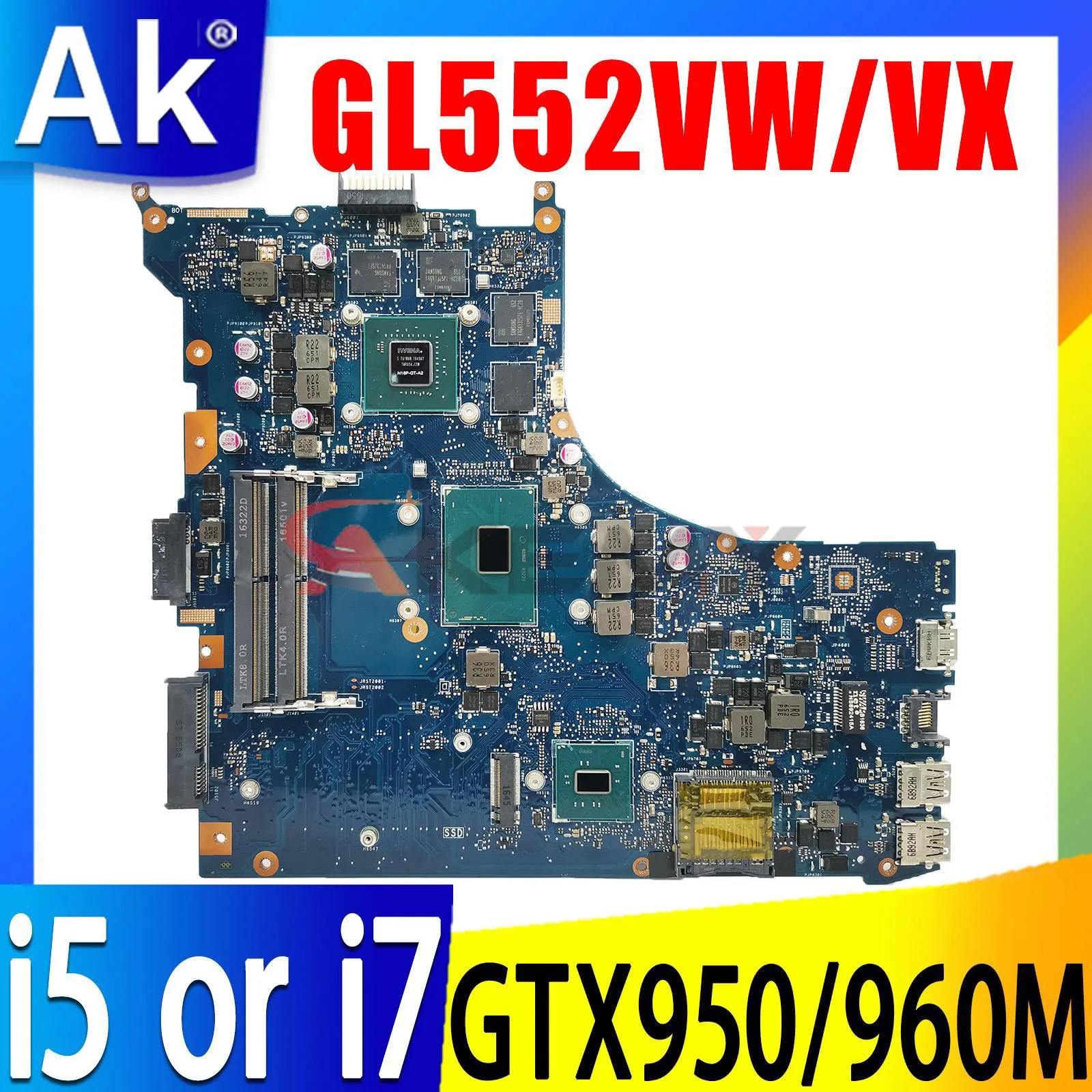 

Shenzhen Mainboard GL552VW For ASUS GL552VW ZX50V GL552VX GL552VXK Laptop Motherboard GL552VW i7-6700HQ GTX950M/GTX960M-V2G/4G