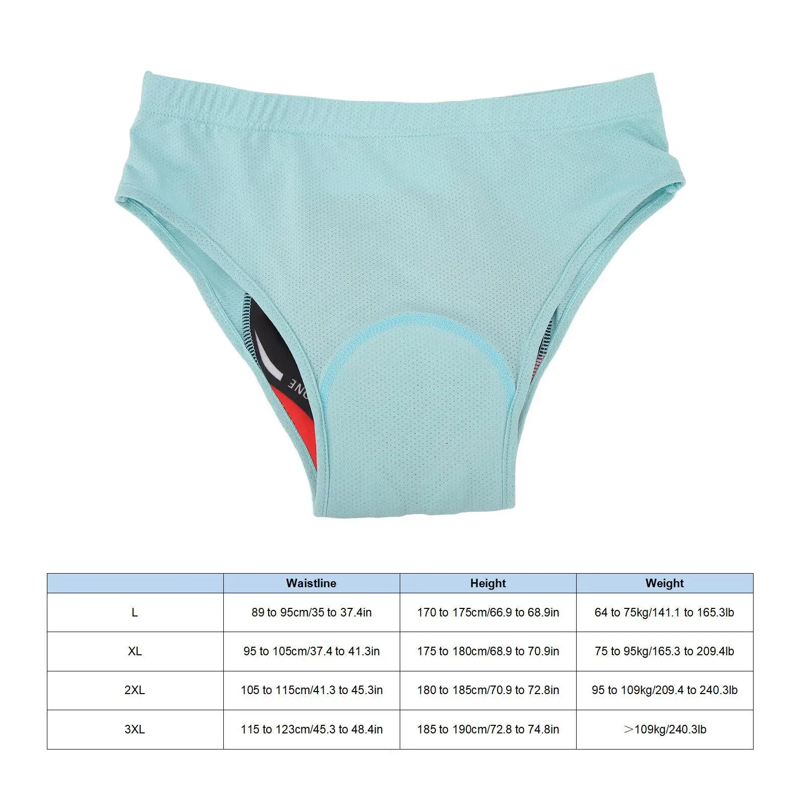 Men's Cycling Underwear with Thick Silicone Padding - Breathable Mesh Elastic Waistband in Light Blue for road Riding