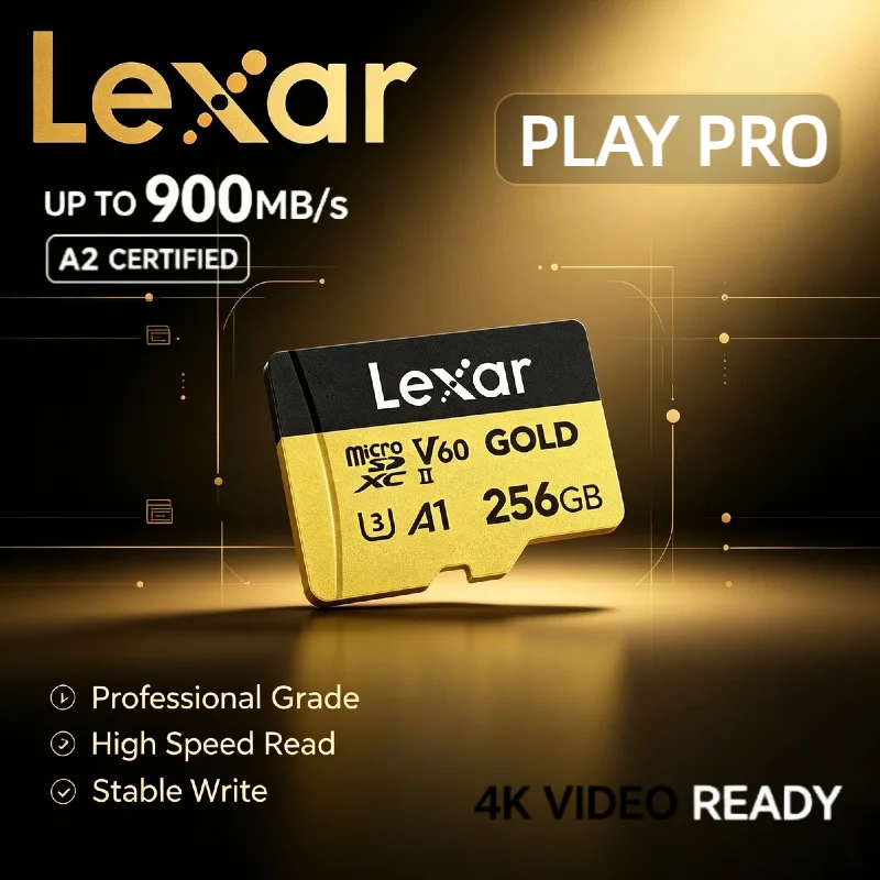 Lexar GOLD Micro SD Card 1800X UHS II V60 A2 512GB For DJI Drones Nintendo Switch 4K Video High Speed Memory Pro Max Speed