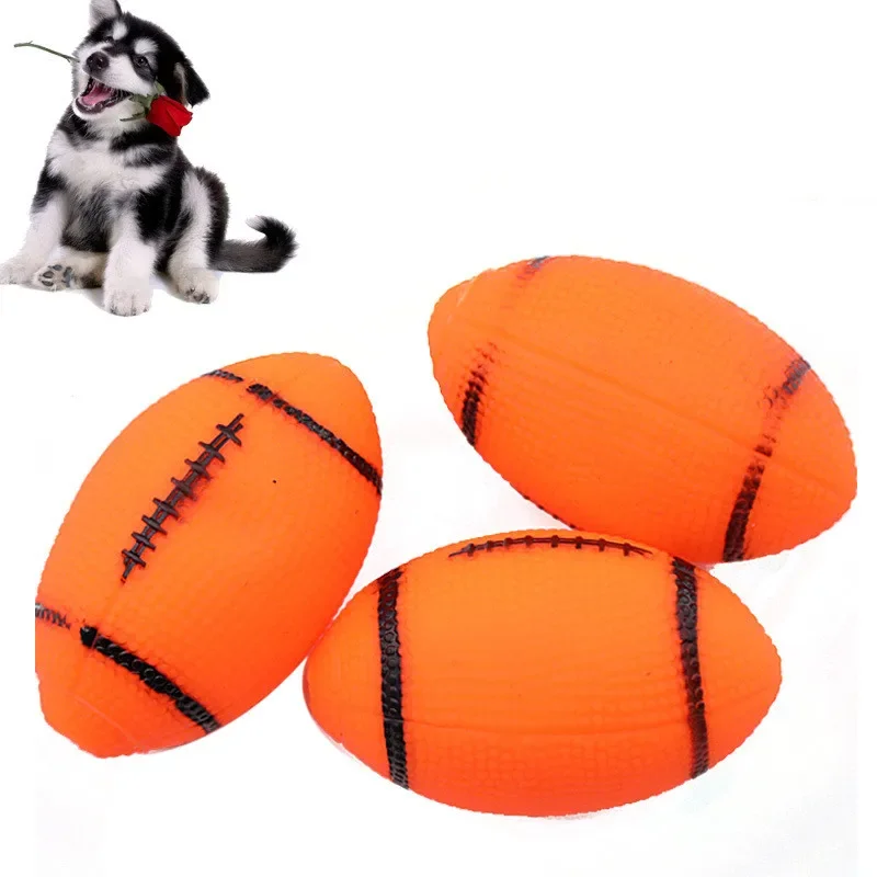 

Pet Dogs Toys Sounding Chewing Squeaky Toy for Dogs Puppies Football Soccer Dogs Ball Training Rugby 1pc