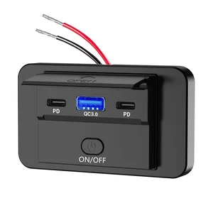 Carregador USB de carro com interruptor, Tomada dupla PD3.0, Painel USB Motorhome, Carregamento rápido para RV Bus Touring Car Boats, 12V, 24V, QC3.0 10 principais vendas móveis para autocaravanas - №6
