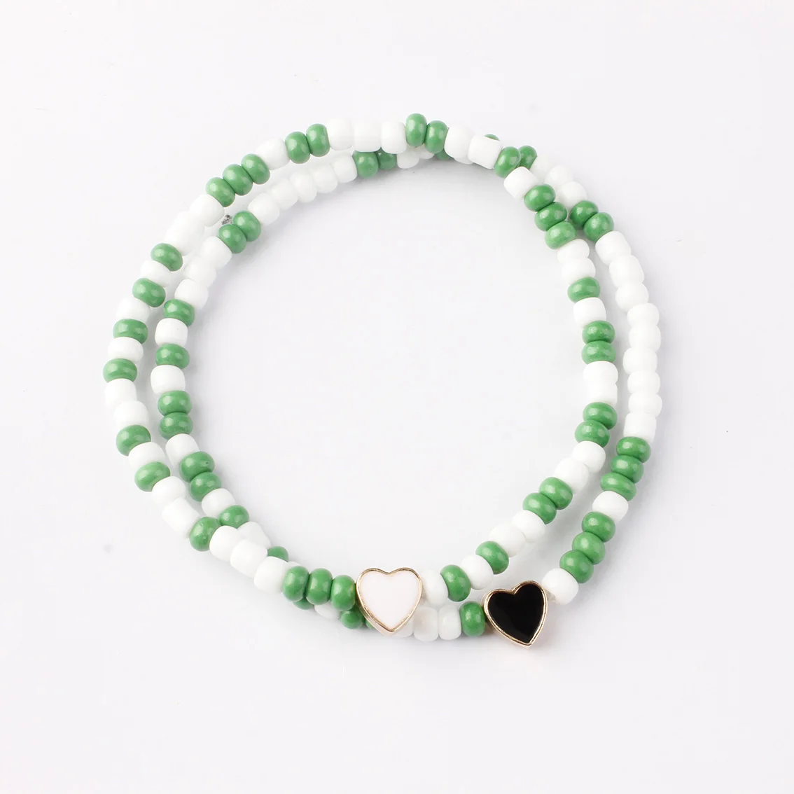 2pcs/set Best Friends Friendship Christmas Bracelets Enamel Love Heart Star Charms Mixed Beaded Stretchy Gifts